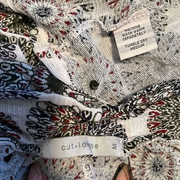 Cut Loose Women's White Black Mesh Floral Cowl Neck Sheer Blouse - Picture 7 of 7